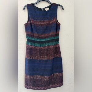LOFT Outlet Sleeveless Midi Dress in Navy, Teal & Mauve